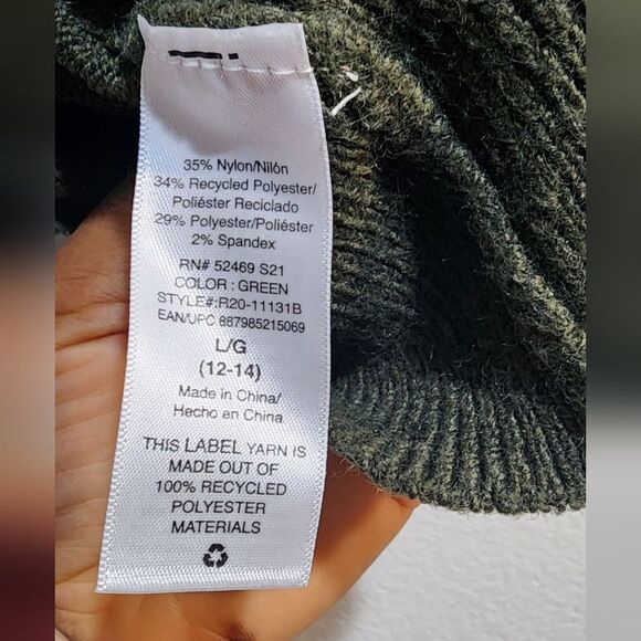 Scoop Olive Green Cozy Green Ballon Sleeves Sweater Size L - Picture 5 of 9